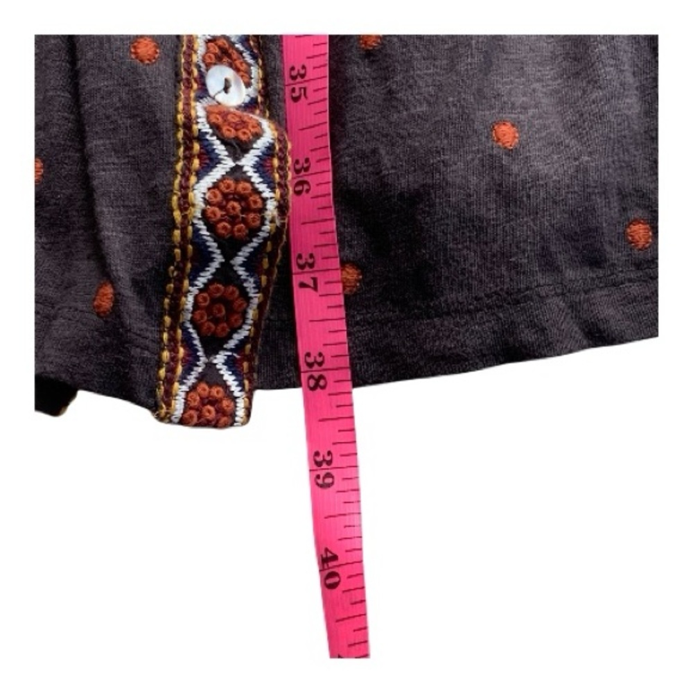 Denim & Co Canyon Retreat Button Down Midi Dress Brown with Embroidery XXSP - Picture 10 of 12